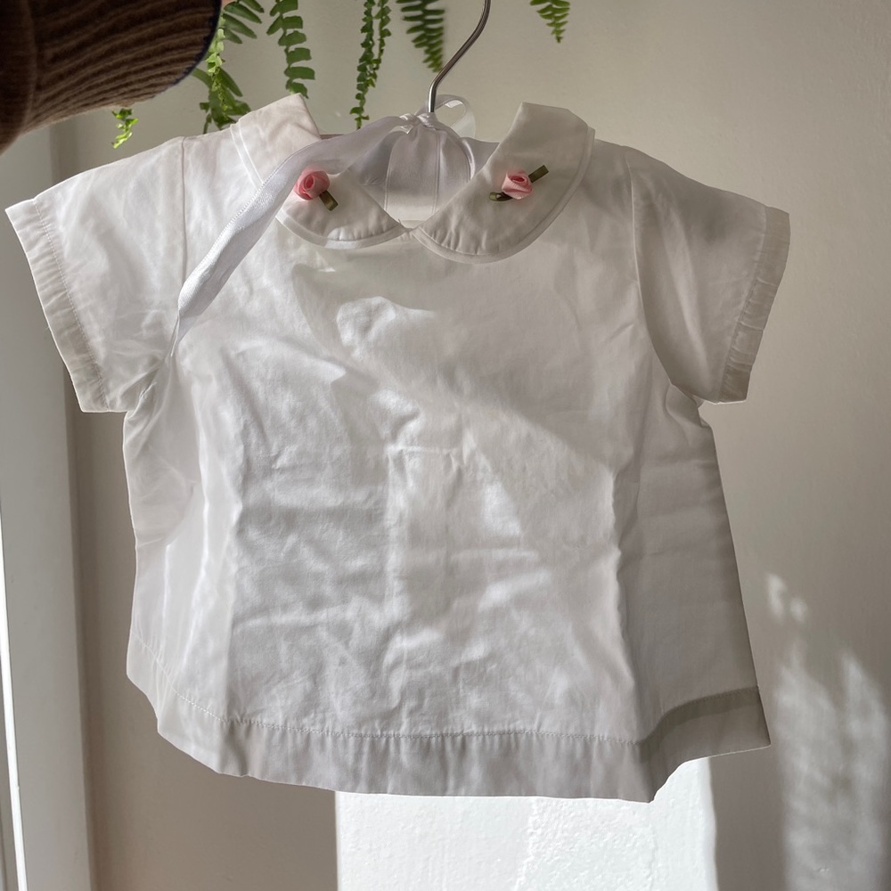 Jacadi White Baby Blouse Cotton sz 12 Cutest